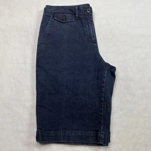 Talbots Petites Womens Shorts sz 8P Dark Wash Denim Mid Rise Bermuda Stretch - Picture 1 of 13