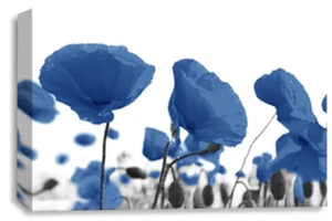 Floral Wall Art Blue Living Room Bedroom Framed Canvas Picture Ready to Hang - Picture 1 of 5