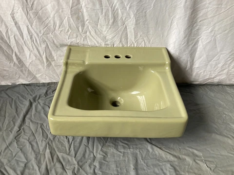 Vtg Ceramic Avocado Green 21x19 NOS Kohler Bath Wall Mount Sink Retro 460-23E Cover