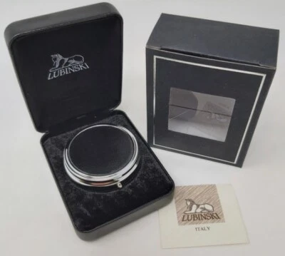 Posacenere Sigarette Fumatore da Tasca Pelle Capretto Nero Acciaio E252.1 Mint - Immagine 1 di 4