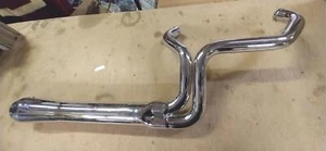 2 Into 1 Exhaust Pipes Chrome 4" Billet Tip FXST Softail Harley Motorcycle New - Picture 1 of 10