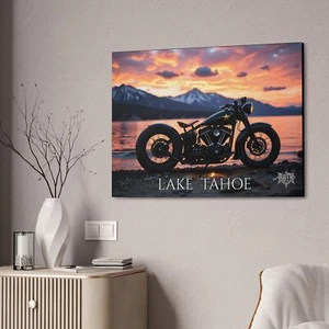 1.5 inch thick, 1942 Harley Davidson WLA, LAKE TAHOE, Canvas Stretched - Picture 1 of 13