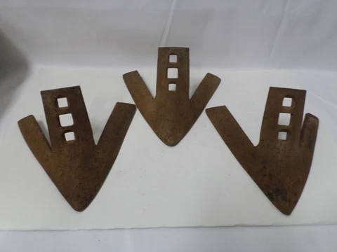 3 Vintage 8.5" Cultivator Plow Metal Arrow Head Point Sweep Tiller Blade Decor Cover