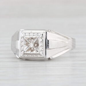 Diamond Solitaire Men's Ring 10k White Gold Size 11.5
