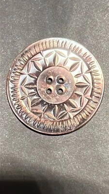 1.5” Large Carved Antique Vintage Shell Button Smokey Oyster Pearl Victorian - Image 1 of 4