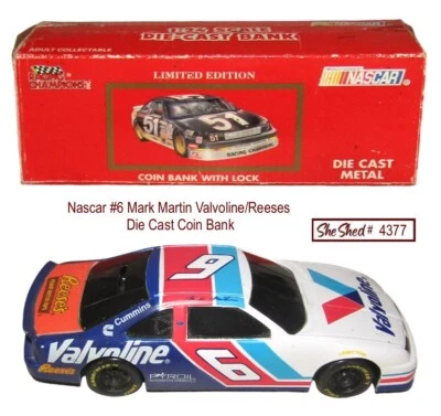 Banco de monedas fundidas a presión Nascar #6 Mark Martin Valvoline Thunderbird escala 1:24 00325 Foto 1 de 4