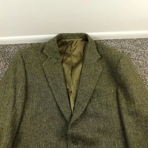 Magee Tweed Sport Coat Blazer Jacket Wool Herringbone Green Flecked 48R *Flaw - Picture 1 of 15