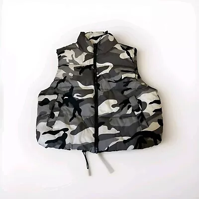 New with Tags Fashion Nova Winter Camouflage Camo Woman’s Small Puffer Vest - Image 1 of 4