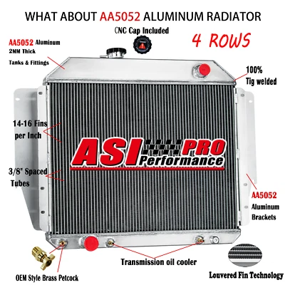 4 Row Radiator For 79-91 Ford E100 E150 E250 E350 Econoline Club Wagon 5.0L 5.8L - Image 1 of 4