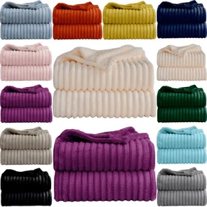 Comfortable Chunky Cord Throws Roll Packed Blanket Soft Warm Cosy Sofa Throw - Picture 1 of 12