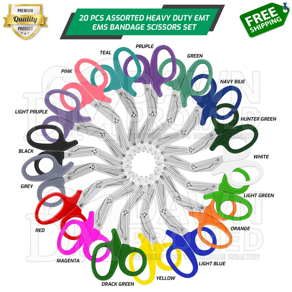 20 Paramedic EMT Trauma Shears Nurse Scissors Set  7.25" First Aid Rainbow Color - Image 1 of 4