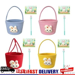 Cesta de Pascua con asa Cesta de almacenamiento de regalo de Pascua Linda cesta de conejito para niños - Imagen 1 de 24