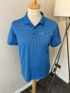 Calvin Klein CK Blue Striped Collared Golf Polo Top Shirt Medium M - Picture 1 of 6