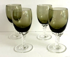 4 Vintage Sasaki Coronation Smoke Cordial Glasses - Picture 1 of 3