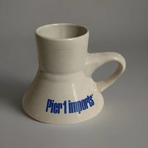 Vintage Pier 1 Imports Wide Bottom Travel Mug No Spill Non-Slip White/Blue - Picture 1 of 3