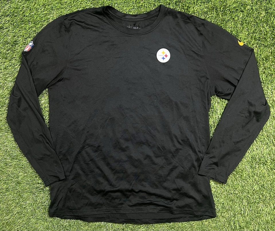 Camisa de manga larga para hombre Nike Dri-Fit Pittsburgh Steelers NFL usada en juegos XL negra Foto 1 de 4