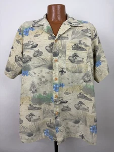Military Hawaiian Kamp Shirt Men XL Army Corps Engineers USACE Tanks Helicopter - Picture 1 of 14