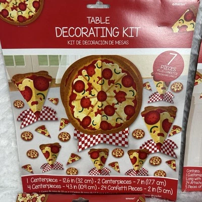 Pizza Birthday Party Supplies Set Plates, Tablecloths And Decorations Kit For 24 - Image 1 of 4