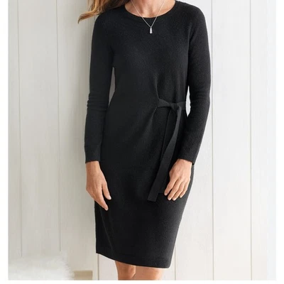 Talbots sz. Med. petite black shimmery sweater dress classic demure mature #4249 - Image 1 of 4