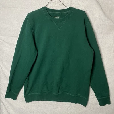 Sudadera Pullover LL Bean Para Hombre Verde Cuello Redondo Calce Tradicional Talla Grande Alta Foto 1 de 4