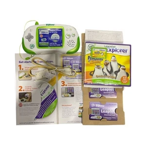 Leapfrog Leapster Explorer Handheld ( BAD SCREEN) w/ The Penguins Game & 2 Cards - Picture 1 of 2