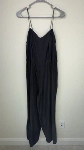 Vintage Pia Rucci Schwarz Seide Strampler Weites Bein Jumpsuit Damen M - Bild 1 von 6