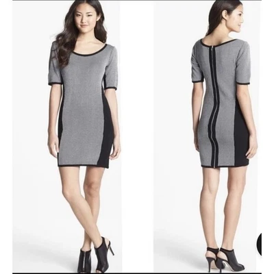 Mini Vestido BB Dakota Bodycon Blanco y Negro Tejido Suéter Vestido Cremallera Talla S Foto 1 de 4
