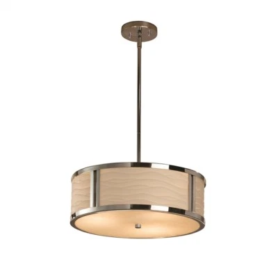 Justice Design Porcelina Tribeca PNA-9541-WAVE-CROM Chrome 18" Drum Pendant - Image 1 of 4