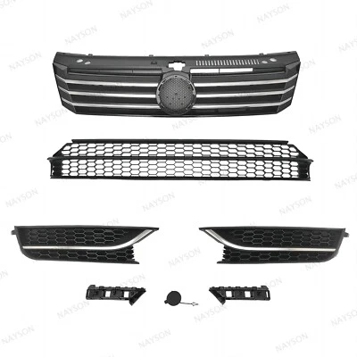 For Passat 2012-15 Upper Chrome Grille/Lower Mesh/Fog Light Cover/Bumper Bracket Foto 1 de 4