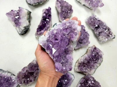 Large Amethyst Druzy Clusters Natural Purple Druze Geodes Stones Reiki Crystal - Image 1 of 4