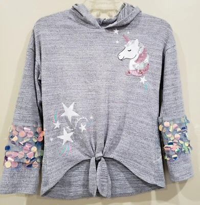 Sudadera con Capucha Suave Unicornio Embellecida Manga Corbata Frontal Talla L Autoestima Niñas Jóvenes Foto 1 de 4
