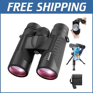 12x42 HD High Powered Binoculars with Phone Adapter & Tripod - Waterproof Design - Picture 1 of 10