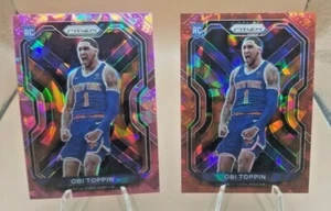 2 Obi Toppin 2020-21 Panini Prizm Red & Pink Cracked Ice Prizm Rookie Card #280 - Picture 1 of 2