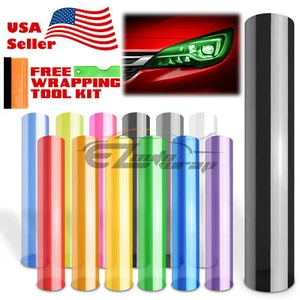 *Glossy Gloss Color Headlight Tint Fog Lights Tail light Vinyl Film Stretchable - Picture 1 of 67