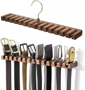 Wooden Belt Rack for Closet Wall Mount, Sturdy Belt Hanger Organizer Holds 14 Be - Picture 1 of 7