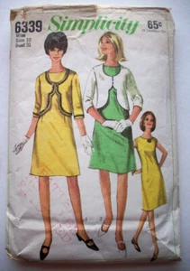 60's Sleeveless dress scallop front bolero jacket pattern 6339 size 10 - Picture 1 of 2