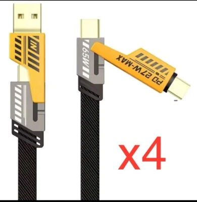4in1 USB Type-C Cable Data Cord Fast Charging Cable For iPhone Samsung - Image 1 of 4
