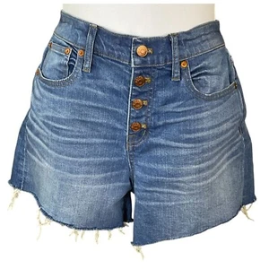 Madewell High-Rise Denim Cut-off Shorts Button Fly Frayed Hem Size 26 - Picture 1 of 9