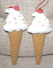 Set of 6 Ice Cream Cones With a cherry on top Hanging Ornaments Party Favors  