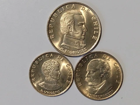 1971 CHILE 10 20 & 50 CENTESIMOS (3 COINS) ALUMINUM BRONZE UNC* SOUTH AMERICA Cover