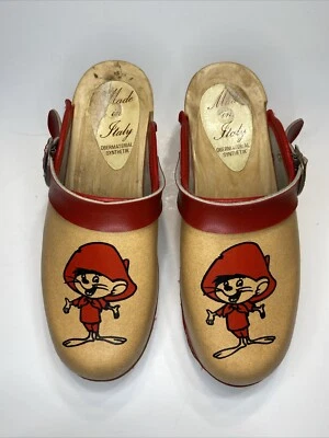 Zueco Speedy Gonzales de Colección Juvenil Talla 3 Hecho en Italia Zapatos con Correa al Tobillo RARO Foto 1 de 4