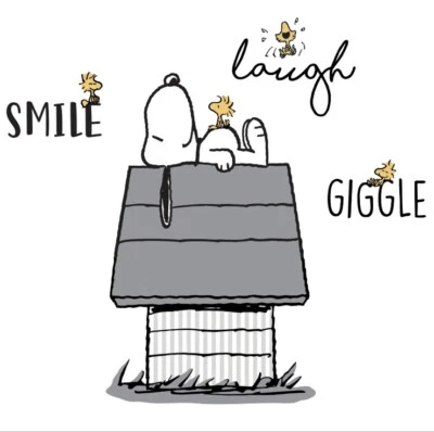 Lambs & Ivy Classic Snoopy with Woodstock & Dog House Black/Gray Wall Decals - Image 1 of 4