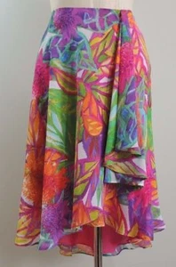 $110 Ralph Lauren Hawaiana Floral Multicolor Forrada Falda Sintética Envolvente Pequeña 12P P - Imagen 1 de 8
