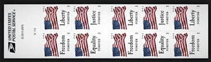 #4676b "JUSTICE EQUALITY LIBERTY FREEDOM" FOREVER BOOKLET PANE 10 MNH - Picture 1 of 2