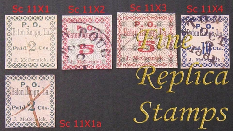 USA, Confederate States, BATON ROUGE, LA , Sc 11X1(a) - 11X4 , Used, REPLICA Cover
