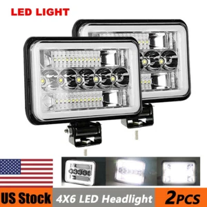 2PCS 4x6'' LED Work Lights Driving Fog Headlights DRL For Car SUV Truck Tractor - Picture 1 of 11