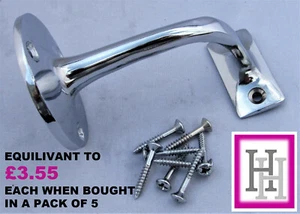 2-5 Chrome Handrail Bannister Support Stair Rail Bracket Fixing Wall Mounted D1 - Picture 1 of 10