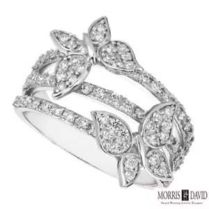 0.75 Carat Natural Diamond Butterfly Ring G SI 14K White Gold - Picture 1 of 1