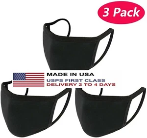3PC Washable FACE MASK  breathable MADE IN USA COTTON MOUTH COVER - Picture 1 of 3