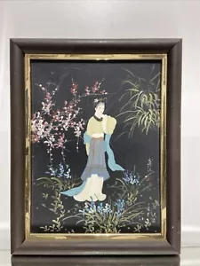 Vintage Japanese Oriental Maiden Oil On Canvas Signed Painting Framed - Picture 1 of 13